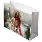 コッカースパニエル犬ドッグin雪のクリスマス ラージペーパーバッグ (裏面アングル)