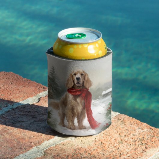 コッカースパニエル犬ドッグin雪のクリスマス 缶クーラー (インサイチュ プール)