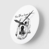 コッカースパニエル犬ハッピー顔 ラウンド壁時計 (傾斜)