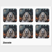 コッカースパニエル犬ハロウィンホラー スクエアシール (シート)