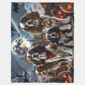 コッカースパニエル犬ハロウィン不気味 フリースブランケット (正面)