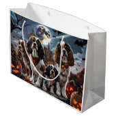 コッカースパニエル犬ハロウィン不気味 ラージペーパーバッグ (裏面アングル)