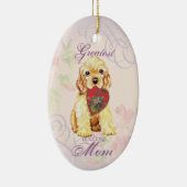 コッカースパニエル犬ハートMOMセラミックオーナメント セラミックオーナメント (右)