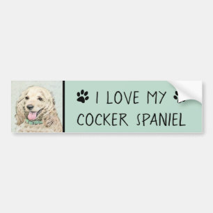 コッカースパニエル犬バフズ絵画オリジナルドッグアート バンパーステッカー