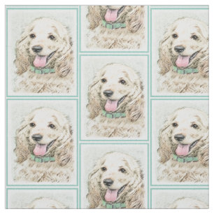 コッカースパニエル犬バフズ絵画オリジナルドッグアート ファブリック