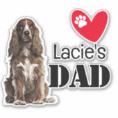 コッカースパニエル犬パパ パーソナライズされた シール (正面)