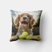 コッカー🐕スパニエル犬パピーとテニスボール クッション (裏面)