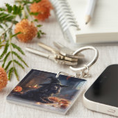 コッカースパニエル犬パンプキンスハロウィンホラー キーホルダー (正面右)