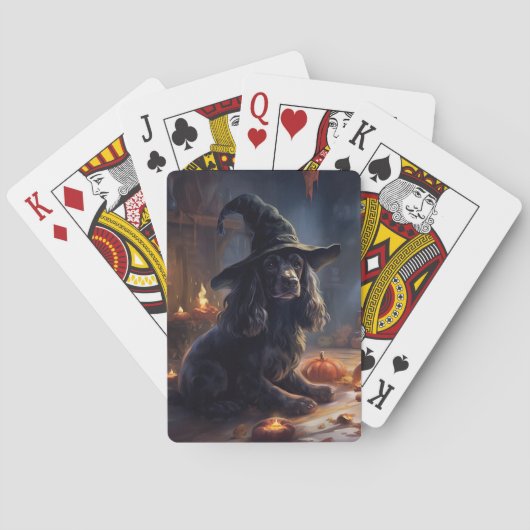 コッカースパニエル犬パンプキンスハロウィンホラー トランプ (裏面)