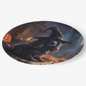 コッカースパニエル犬パンプキンスハロウィンホラー ペーパープレート (アングル)