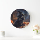 コッカースパニエル犬パンプキンスハロウィンホラー ラージ壁時計 (ホーム)