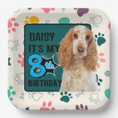 コッカースパニエル犬パーソナライズされた8th birthday party ペーパープレート (正面)