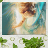 コッカースパニエル犬ビーチ絵画サーフィン キッチンタオル (折り畳み)