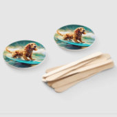 コッカースパニエル犬ビーチ絵画サーフィン ハンドファン (組立なし)