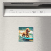 コッカースパニエル犬ビーチ絵画サーフィン マグネット (インサイチュ (食洗機))