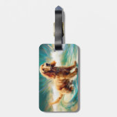 コッカースパニエル犬ビーチ絵画サーフィン ラゲッジタグ (裏面縦)