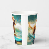 コッカースパニエル犬ビーチ絵画サーフィン 紙コップ (右)