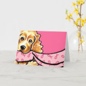 コッカースパニエル犬ピンクリボンスカーフBCA カード (黄色い花)