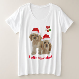 コッカースパニエル犬フェリズナビダッド プラスサイズTシャツ