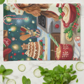 コッカースパニエル犬ホリデーベーキング:フェスティバルクリスマス キッチンタオル (折り畳み)