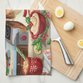 コッカースパニエル犬ホリデーベーキング:フェスティバルクリスマス キッチンタオル (四つ折り)