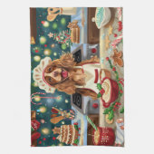 コッカースパニエル犬ホリデーベーキング:フェスティバルクリスマス キッチンタオル (縦)