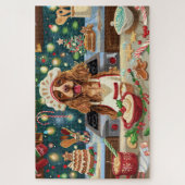 コッカースパニエル犬ホリデーベーキング:フェスティバルクリスマス ジグソーパズル (縦)