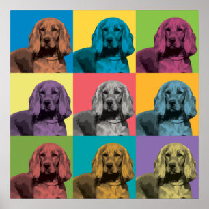 コッカースパニエル犬ポップ・アートのアートポスター ポスター