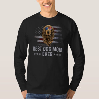 コッカースパニエル犬ママヴィンテージアメリカ国旗の愛国心 Tシャツ