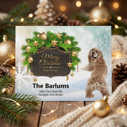コッカースパニエル犬メリークリスマスパーソナライズされた シーズンポストカード