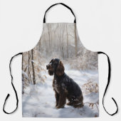 コッカースパニエル犬レッツスノークリスマス エプロン (正面)