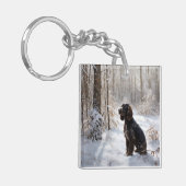 コッカースパニエル犬レッツスノークリスマス キーホルダー (正面左)