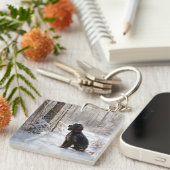 コッカースパニエル犬レッツスノークリスマス キーホルダー (正面右)