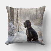 コッカースパニエル犬レッツスノークリスマス クッション (正面)