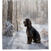 コッカースパニエル犬レッツスノークリスマス シャワーカーテン (正面)