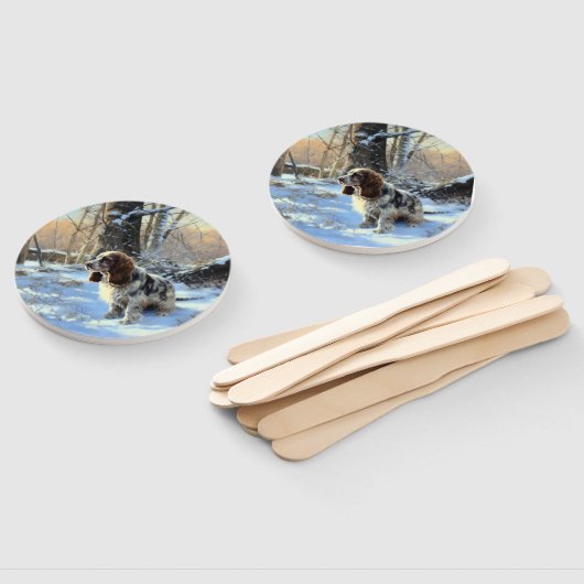 コッカースパニエル犬レッツスノークリスマス ハンドファン (組立なし)