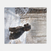 コッカースパニエル犬レッツスノークリスマス フリースブランケット (正面(横))