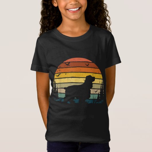 コッカースパニエル犬ヴィンテージレトロママパパドッグペット恋人 Tシャツ (正面)