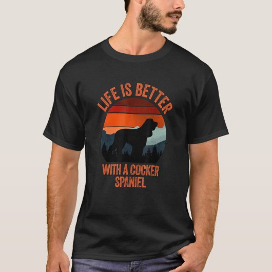 コッカースパニエル犬ヴィンテージ 動揺して Tシャツ (正面)