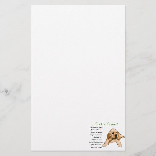 コッカースパニエル犬伝統オブラブ 便箋 (正面)
