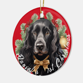 コッカースパニエル犬初めてのクリスマス セラミックオーナメント