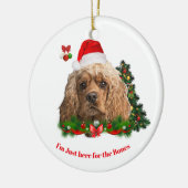 コッカースパニエル犬動物クリスマス セラミックオーナメント (左)