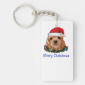 コッカースパニエル犬子犬のクリスマス キーホルダー (正面)