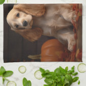 コッカースパニエル犬子犬オータムデライトカボチャ キッチンタオル (折り畳み)