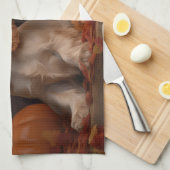 コッカースパニエル犬子犬オータムデライトカボチャ キッチンタオル (四つ折り)