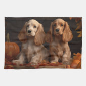 コッカースパニエル犬子犬オータムデライトカボチャ キッチンタオル (横)