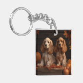 コッカースパニエル犬子犬オータムデライトカボチャ キーホルダー (正面左)