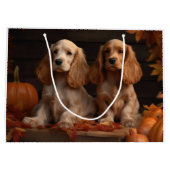 コッカースパニエル犬子犬オータムデライトカボチャ ラージペーパーバッグ (裏面)
