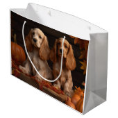 コッカースパニエル犬子犬オータムデライトカボチャ ラージペーパーバッグ (裏面アングル)