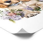 コッカースパニエル犬子犬ペットウォーター色の花 ポスター (角)